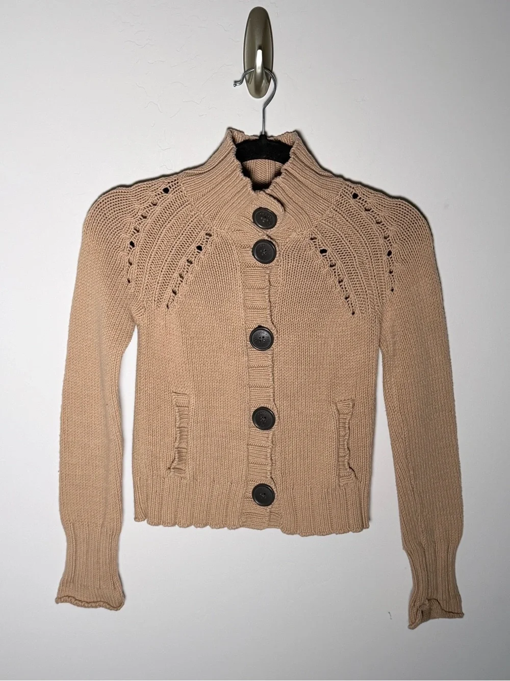 GAP Tan Shawl Collar Button Grandpa Cardigan